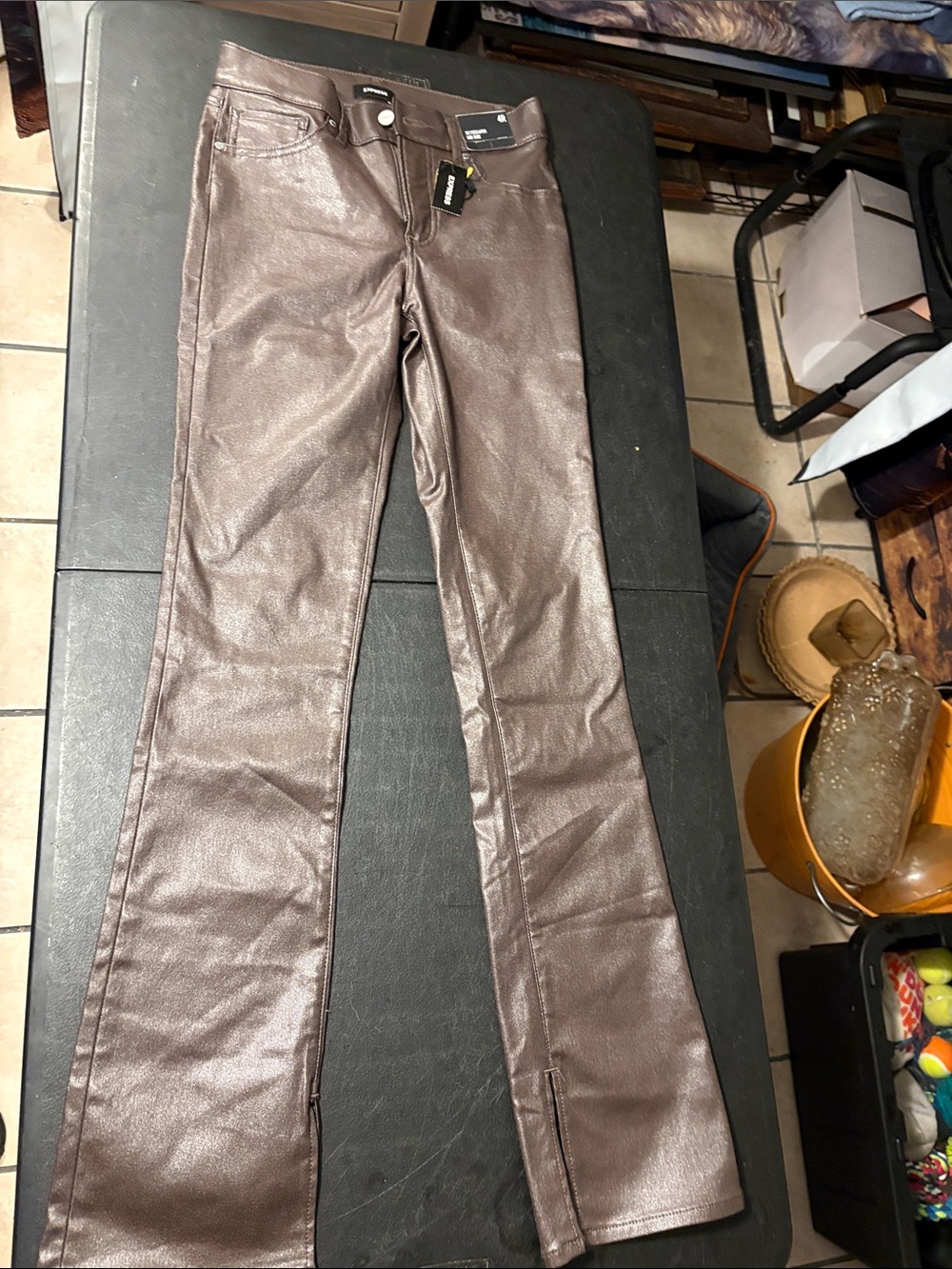 Express metallic brown jeans